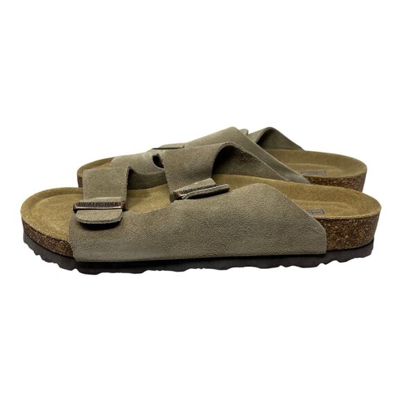 Birkenstock Arizona Mens 9 Taupe Suede Soft Footbed Sandals Narrow Fit NWB main image 4